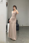 SWAYING/KNIT seamless halter neck long skirt SW24SS2L17 almond color PS68